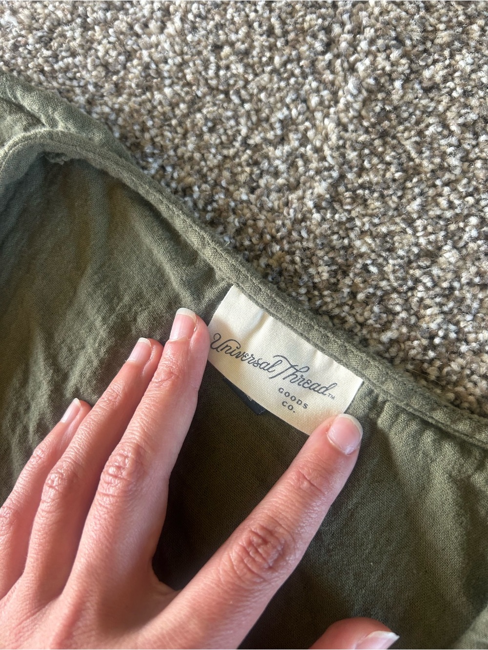 [Universal Thread] Olive Green Gauze Midi Dress Tiered - Picture 5 of 9